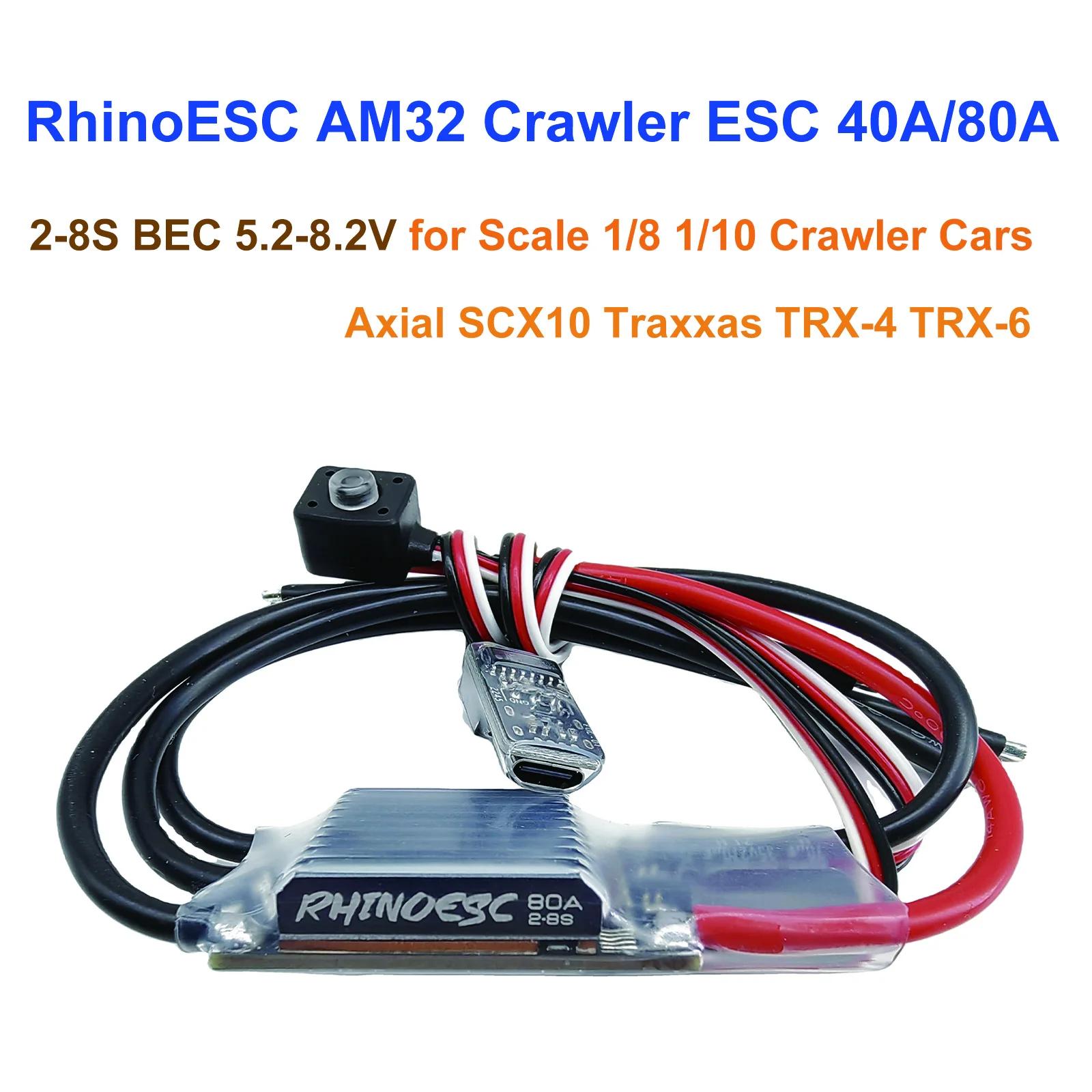 RhinoESC ũѷ,  1/8 1/10 ũѷ ڵ, Axial SCX10 Traxxas TRX-4 TRX-6, ESC AM32 40A 80A 2-8S BEC 5.20-8.2V  
